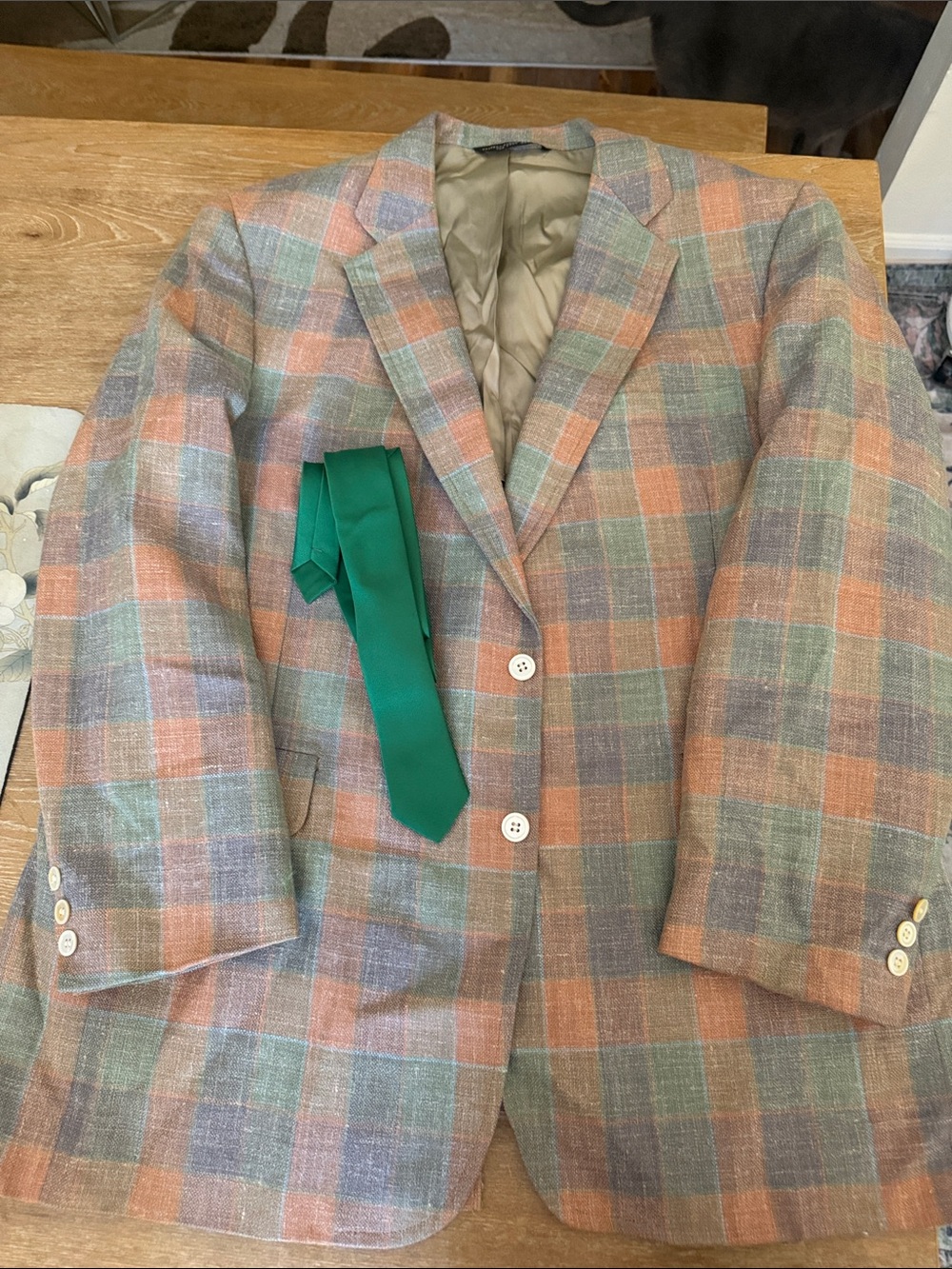 Pastel Plaid Sport Coat and green tie for Chris Farley” SNL skit